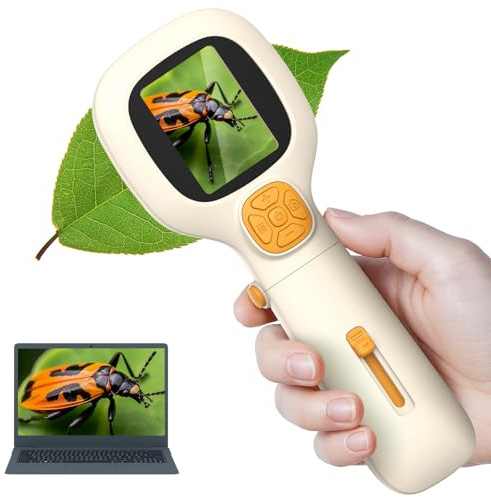 HUTACT Microscopio portátil para niños 1000X: microscopio de bolsillo digital con pantalla de 2 pulgadas para niños de 5 a 12 años, STEM Kit juguetes educativos científicos, regalo de cumpleaños de