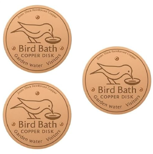3 Discos de purificación de baño para pájaros, Disco de Limpieza física, Disco de Fuente de Agua de Cobre, Accesorios de alimentador, Disco de purificación de Soporte de Triple Punto, Cuenco de Agua