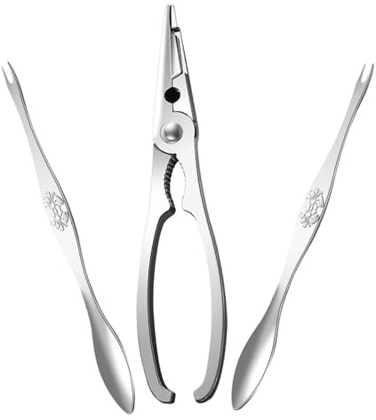 DOITOOL Pinzas Roturas Inoxidable Acero Diseño Marisco de Ergonómico de a Juego Resistencia de Herramientas y para Mariscos Adecuado para Comer Cangrejos y Langosta