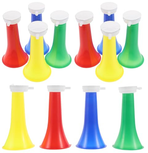 VICASKY 12pcs Collapsible Vuvuzela Stadium Horns Adjustable Plastic Cheer Megaphones for Graduation Games Sports Parties Outdoor Events Noisemakers Blow Horns
