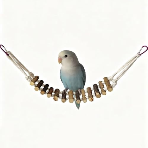 ZYYRSS Rope Ladder Bird Toy, Natural Wooden Step Swing Hanging Chewing Pet Bridge Cage for Small and Medium Sized Birds and Parrots, Parakeets, Cockatiels, Amazon Parrots