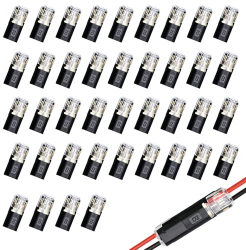 40 Pièces Connecteurs Électriques Rapides, 2 Broches Raccord de Câble