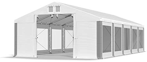 Das Company Transparente Fenster Partyzelt 5x10m wasserdicht weiß-grau Zelt 580g/m² PVC Plane Ganzjährig Stabil Gartenzelt Winter Plus ISDT