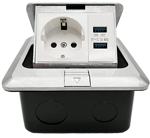 Presa Da Pavimento Interna USB Da Incasso - 2 Prese Da Tavolo Con 2 USB, Adattatore Da 10 W, Presa a Scomparsa per Cucina, Ufficio, Lavoro