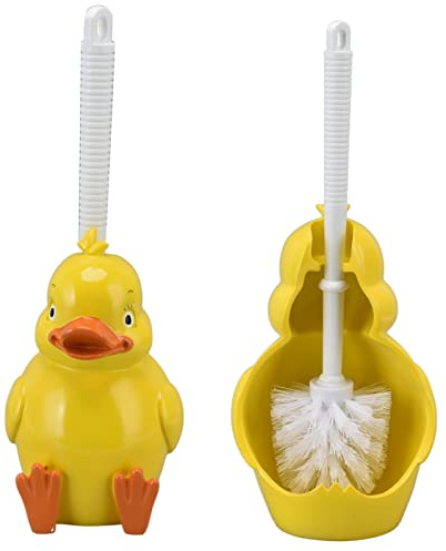 Mumusuki WC-Bürste und Halter, Kleine Gelbe Ente Nahtlose WC-Reinigungsbürste mit Langem Griff, WC-Bürste mit Sockel für Badezimmer