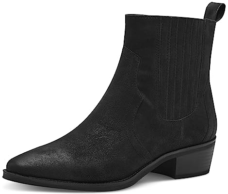 MARCO TOZZI Damen Stiefeletten Spitz mit Absatz aus Kunstleder, Schwarz (Black), 40