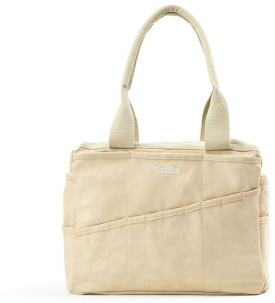 Soolla Studio Bag: Art Supply Storage Organizer & Pottery Tool Tote, Washable Craft Tote with 30 Pockets, 15+ Canvas Colors, Adult Artist Bag (Boho Beige)