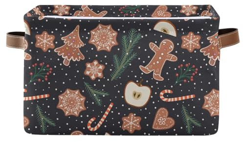 Mnsruu Cesto portaoggetti per scaffali, scatole di pan di zenzero con manici, grandi contenitori per armadio