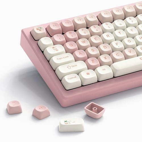 Womier Keycaps - Pink Cute PBT Keycaps MOA Dye-Sublimation 60 65 75 100 Percent, Custom Key caps Set for 61/64/68/84/87/100/104/108 Cherry MX Mechanical Keyboard (Pink)