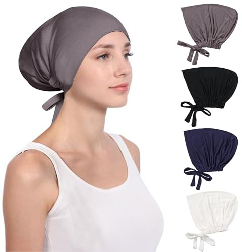 NiCola Women's Hijab Undercaps 4PCS - Modal, Elastic & Adjustable Under Scarf Caps for Islamic Muslim Wear - Under Hijab Caps in Bonnet Style