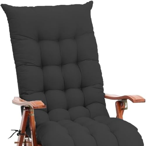 KYMMPL Cuscino per Sdraio Stile Semplice per Tutte le Stagioni, Comodo Cuscino Imbottito per Panca Sedile Cuscino Giardino Sedia a Dondolo per Interni ed Esterni (Nero, 120 * 40)