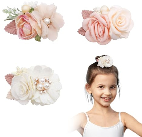 3 Fermagli Per Capelli Con Fiori, Fermagli Per Capelli Per Ragazze, Eleganti Accessori Per Capelli Con Fiori, Fermagli Per Capelli Per Bambini, Accessori Di Abbigliamento