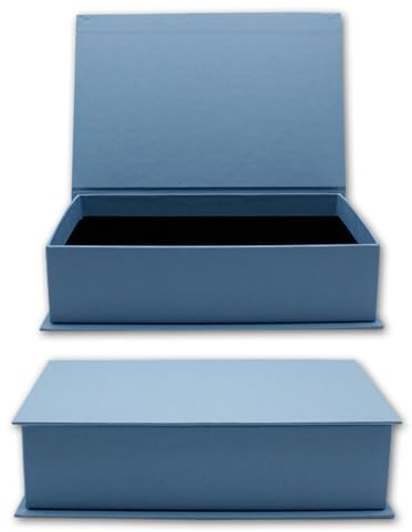 NEUSER PAPIER Caja de regalo con tapa abatible, 2 unidades, DIN A5, revestimiento azul grisáceo, interior negro, 245 x 165 x 65 mm, caja de almacenamiento
