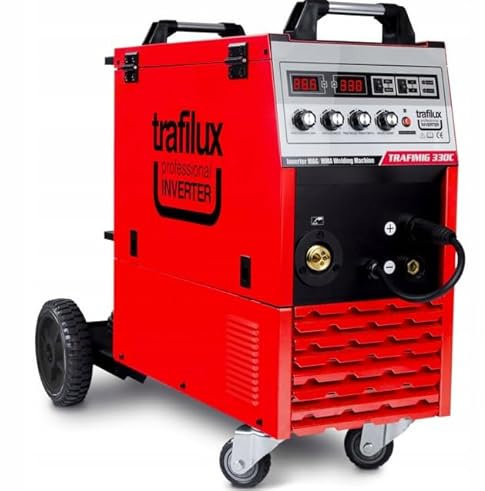 TRAFILUX TRAFIMIG 330C - Saldatrice semiautomatica inverter professionale MIG/MAG/MMA/TIG LIFT con induttanza regolabile, display digitali, gamma di corrente 30-330A e telaio bombola