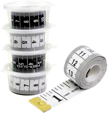 MeasureWiz Measuring Tape - 4 Pack 60 Inch 150 cm Soft Fabric White and Black Measuring Tapes for Tailors Dressmakers and Sewing - Metric Waist and Body Measurements Tape Measures