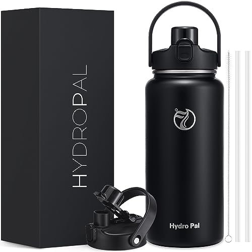 HydroPal Trinkflasche Edelstahl - 1900ml mit Strohhalm und Henkel, BPA-Frei, Kohlensäure geeignet, flasche Metall, Aesthetic trinkflasche für Fitnessstudio