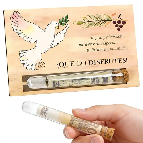 Fantasyon Regalos Comunion Niña Niño, Tarjeta de Madera para Regalar Dinero Forma, Regalos Comunión Originales, Regalo Primera Comunión 7, 8, 9, 10, 11, 12 años (Comunion)