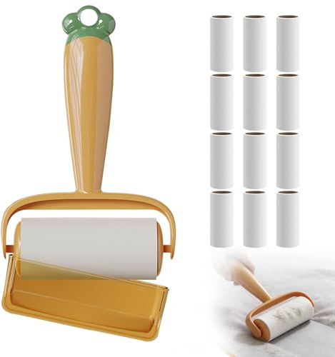 Lint Roller for Clothes, Cute Pet Hair Remover with Protective Cover and 12 x Refills 480 Sheets Lint Roller, reusable lint rollers for Clothes Carpet Bed Pet Hair Dog Hair Cat Hair Dust