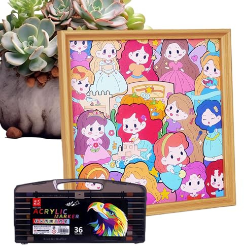 Generico Marco para rompecabezas, marco de fotos para colorear con rotuladores | De construcción pintados a mano | Para niños, niños y niñas, dormitorio de aula, sala de juegos, cumpleaños y fiestas