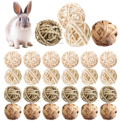 24 Pièces Jouets À Mâcher Pour Petits Animaux, Boules D'herbe À Mâcher, Balles À Mâcher Jouets Mâcher Jouet À Mâcher Jouet Lapin Balles De Jeu Pour Lapins Hamsters Chinchillas Cochons D'Inde Gerbille