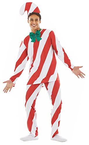 Fun Shack Kostüm Zuckerstange für Herren, Candy Design, Perfekt für Weihnachten und Festliche Anlässe, M