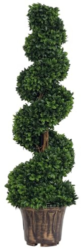 Outsunny Piante Finte da Interno di Bosso a Spirale 120cm Verde