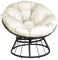 ART TO REAL Papasan-Sessel aus Rattan, Indoor Outdoor Möbel Stuhl Deep Seating Moon Chair Glider, Solid Twill-Stoff Khaki Kissen (Khaki)