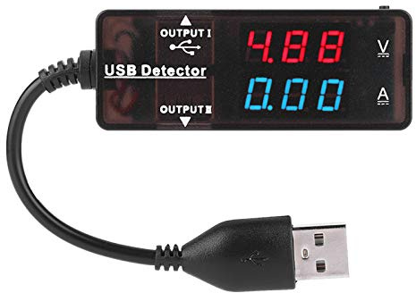 Dubbel display USB-detektor voltmeter amperemeter spänning ström mätare batterikapacitet testare multifunktionell kapacitet USB-laddare ström elektrisk testare (Bikolor)