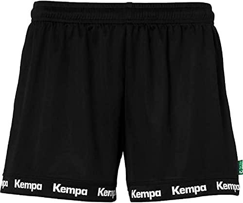 Kempa Wave 26 Shorts Damen Damen Mädchen Kurze Hose Handball Fitness Gym Shorts – Kurze Sporthose mit Kordelzugbund – Damenschnitt, Schwarz, S