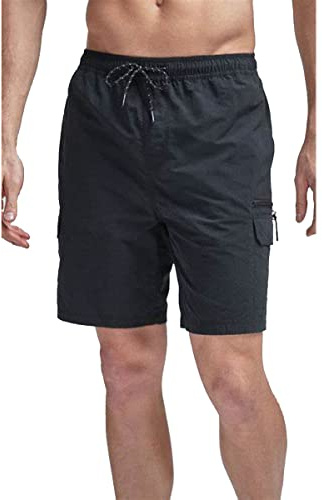 SKT Men's Swim Trunks Board Shorts Swimming Shorts Quick Dry Summer Beach Shorts with mesh Lining (as8, Alpha, l, Regular, Regular, Black)