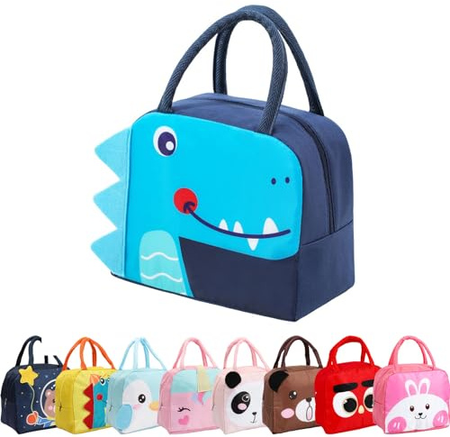 Runmeihe Kids Lunch Bag for Girls Boys Students, Reusable Cartoon Insulated Lunchbag,Small Foldable Waterproof Lunch Bags for Travel Picnic School