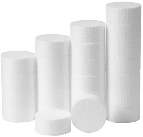 Paquete de 24 círculos de espuma de 2 pulgadas para manualidades (1 pulgada de grosor), discos de espuma para proyectos de bricolaje, pasteles y decoraciones, escultura, modelado, suministros de arte
