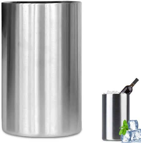 Enfriador de vino de acero inoxidable de doble pared, enfriador de botellas de champán, enfriador de botellas, enfriador de vino, enfriador de vino para vino champán, enfriador de botellas para