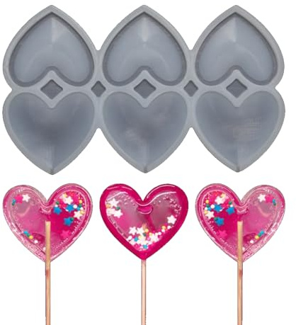 mostsom 2pcs/lot Love Heart Lollipop Silicone Mold Chocolate Cheese Candy Mould Cake Decorating Tools (C_ Love Heart)