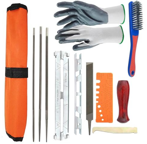 Kettensägenschärfer-Set, 12-teiliger Kettensägenschärfer, Tragbarer Kettensägenschärfer, Hochpräziser Kettensägenschärfer, Kettensägenschärfer Mit Tiefenmesser, Elektrisches Sägeschärfer-Set