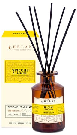 Helan Spicchi di Agrumi - Profumatore per Ambienti, Profumo Ambiente con Bastoncini per Diffusori dalle Note di Arancia Dolce - Idee Regalo Deodorante e Profumatori Ambiente, 100 ml - Made in Italy