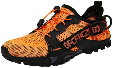 Generisch Chaussures de randonnée décontractées et respirantes pour homme - Chaussures de sport en maille - Baskets pour homme - Noir - 44, Orange, 37 EU