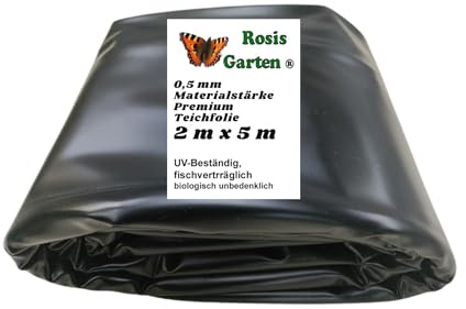 Rosis Garten PVC Teichfolie 2 m x 5 m Stärke 0,5mm schwarz Teich Gartenteich Teich Teichbau