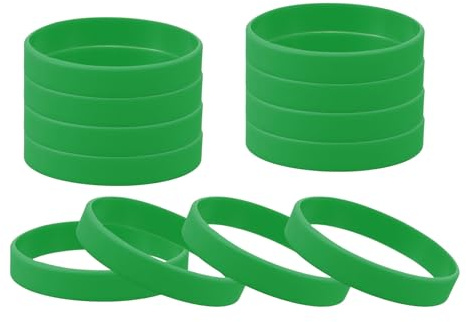 sourcing map 12 Pcs Rubber Bracelets, Unisex Silicone Bracelet Colored Elastic Sports Wristbands for Adults Teen Sports Team Games Parties Fashion Decorations, Green
