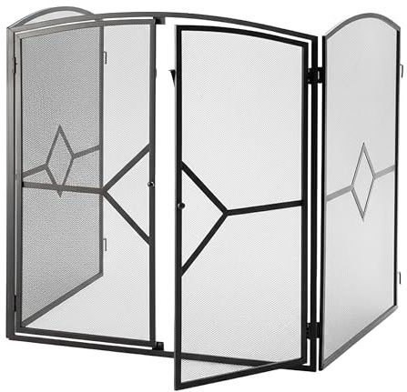 Rete parascintille Relaxdays, griglia per caminetto con Porta, HxLxP: 80 x 197 cm, Sicurezza, Ferro, Nero.