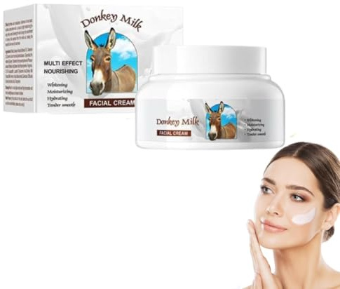 Crème au lait d'ânesse, Lait corporel bio, Crème hydratante visage femme, Soin naturel anti-âge, Réduit les rides et ridules, Hydratant et raffermissant, Pour tous types de peau (1 pièce)