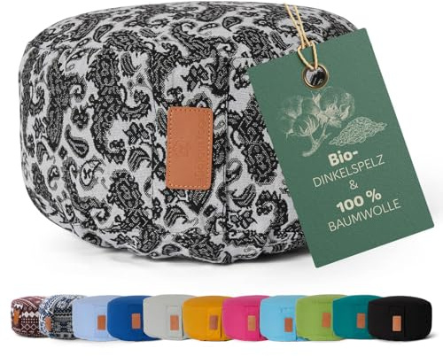 #DoYourYoga cojín de yoga redondo 30cm x 15cm | funda lavable | relleno de cáscara de espelta orgánica (KBA) o cáscara de alforfón orgánico (KBA) | cojín de yoga para yin yoga & meditación