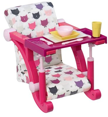 Our Generation – 18-Inch Doll Accessories – Toy High Chair – Booster Seat – Pretend Play 3+ Years – Let's Hang Clip – On Chair – Cat Print