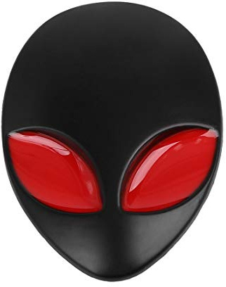 X AUTOHAUX Adhesivo Negro con Forma De Cabeza De Alien 3D De Metal Decorativo Adhesivo De Emblema Distintivo