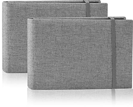 2 Pack Klein Fotoalbum Einsteckalbum für 200 10x15 Fotos,Small Pocket Photo Album Mini Fotobuch Schwarze Seiten Fotoalbum zum Einstecken mit Leinen Einband für Hochzeit Baby Urlaub Geburtstag (Grau)