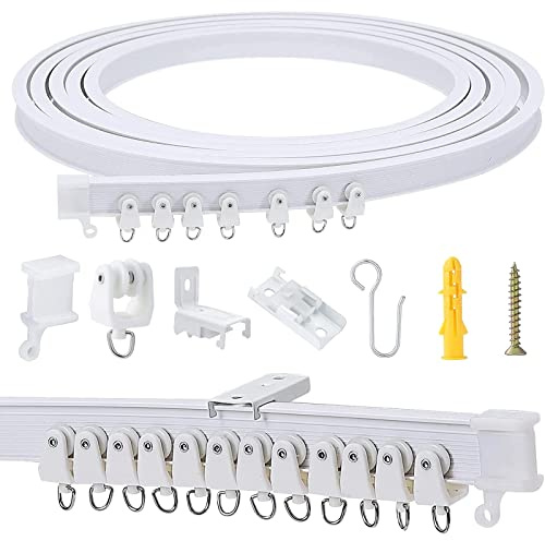 Manwetye Ceiling Curtain Track - 5 Meters (16.4FT) Flexible Bendable Curved Rail - Sliding System for Shower, RV, Room Divider