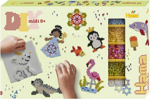 Hama Giant DIY Gift Box | Approx. 6.000 Fuse Beads, 3 Pegboards, Colour Design Sheet, Instructions & Ironing Paper | Mosaic Decoration Arts & Craft for Creative Children Ages 5+ | Assorted Colours
