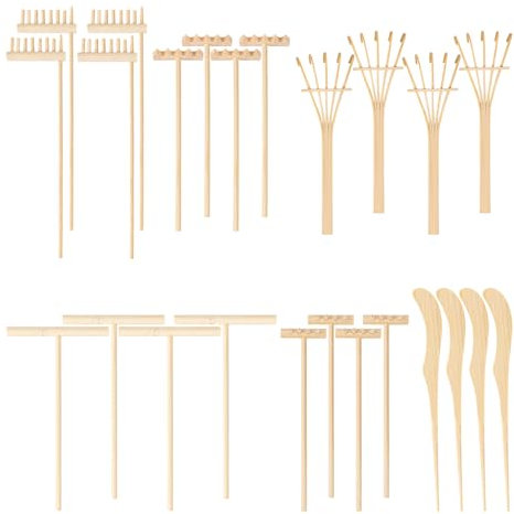 IHDYPPEW 24 PCS Mini Zen Garden Rake Tools, Zen Garden Accessories, Zen Garden Tools Bulk Zen Garden Bamboo Sand Rake Set for Home, Office Decor and Meditation Tools