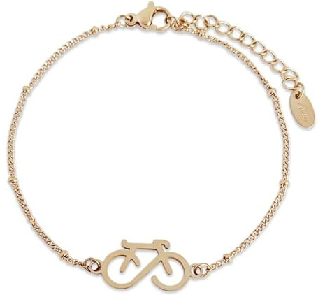 Aloha® Bracciale Bici Corsa Gravel Bike Mountain Bike Acciaio Idea regalo Uomo Donna Regolabile (Oro Rosa)