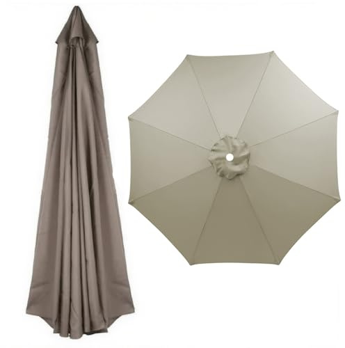 Telo di Ricambio per Ombrellone da 2,0 a 4,0 m, 8 stecche Copertura da patio, spiaggia, giardino, piscina, Tettoia per mercati all'aperto, solo baldacchino, Impermeabile(Tortora,400cm)
